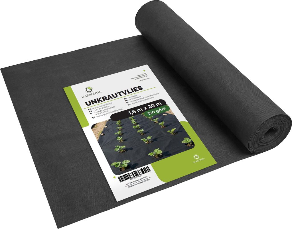 Garronda Unkrautvlies 150 g/m² Schwarz1,6 m x 20 m Produktbild 