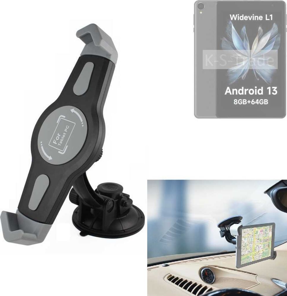 K-S-Trade Scheiben-Halterung für Tablets kompatibel mit Alldocube iPlay 50 Lite KFZ Tablet Saugnapf Auto Halterung Windschutzscheibe Holder Halter