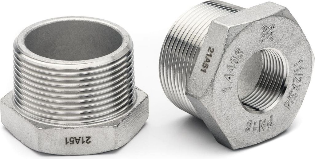 POLBERIS Reduziernippel 2"x3/4" Edelstahl 316 ISO 4144 Gewinde-Adapter