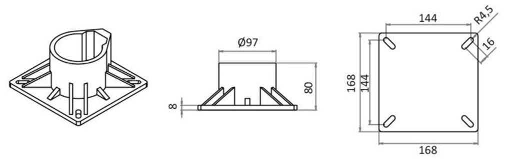 Drehpedestal Nylon Fest Poliert 45 cm - Osculati 48.660.02