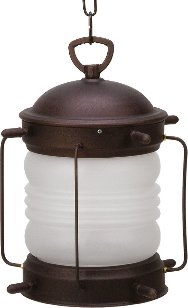 Pendelleuchte außen Messing Glas E27 IP23 Ø 26 cm Rostbraun Antik rund Maritim Hängeleuchte