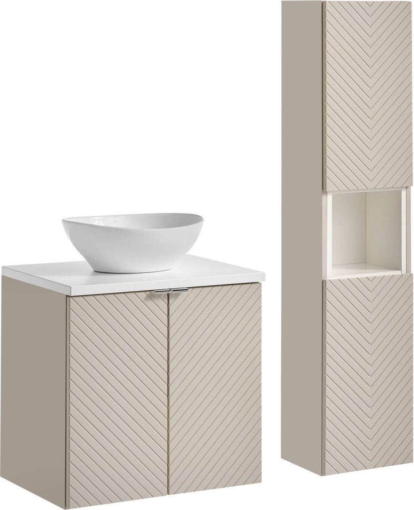 Badezimmersuite 60 Cm Schrank Mit Waschbecken Und Säule Kaschmir