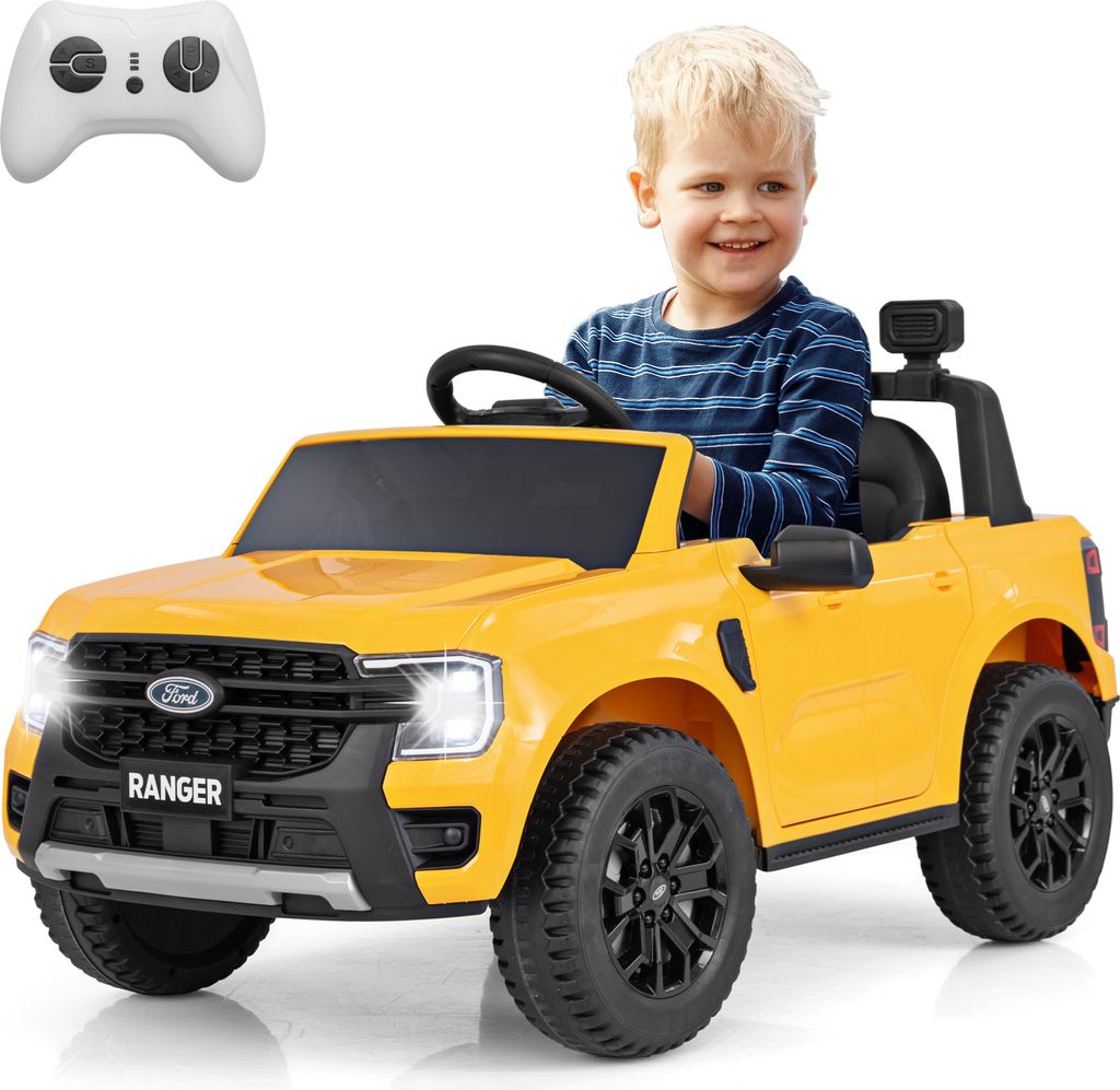 COSTWAY Lizenziertes 12V Ranger-Kinderauto, Elektrofahrzeug mit Fernbedienung, Ablagekorb, USB, Musik, Geschichte, 2,4 GHz Fernbedienung
