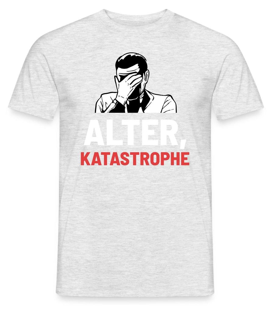 Spreadshirt Alter Katastrophe Facepalm Männer T-Shirt, L, Grau meliert