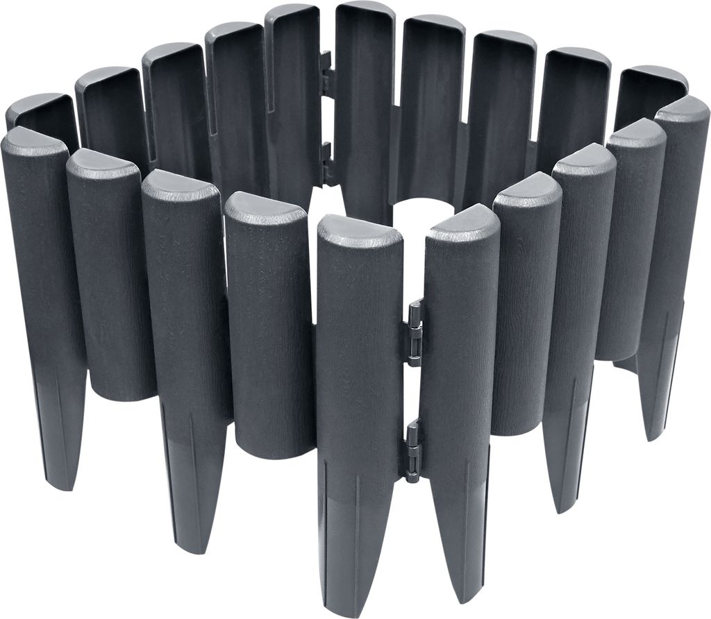 LZQ 50 Stück Palisade Rasenkante 14m Kunststoff Gartenpalisade Beetumrandung Beeteinfassung Holzoptik Garden Border Beetzaun, Anthrazit