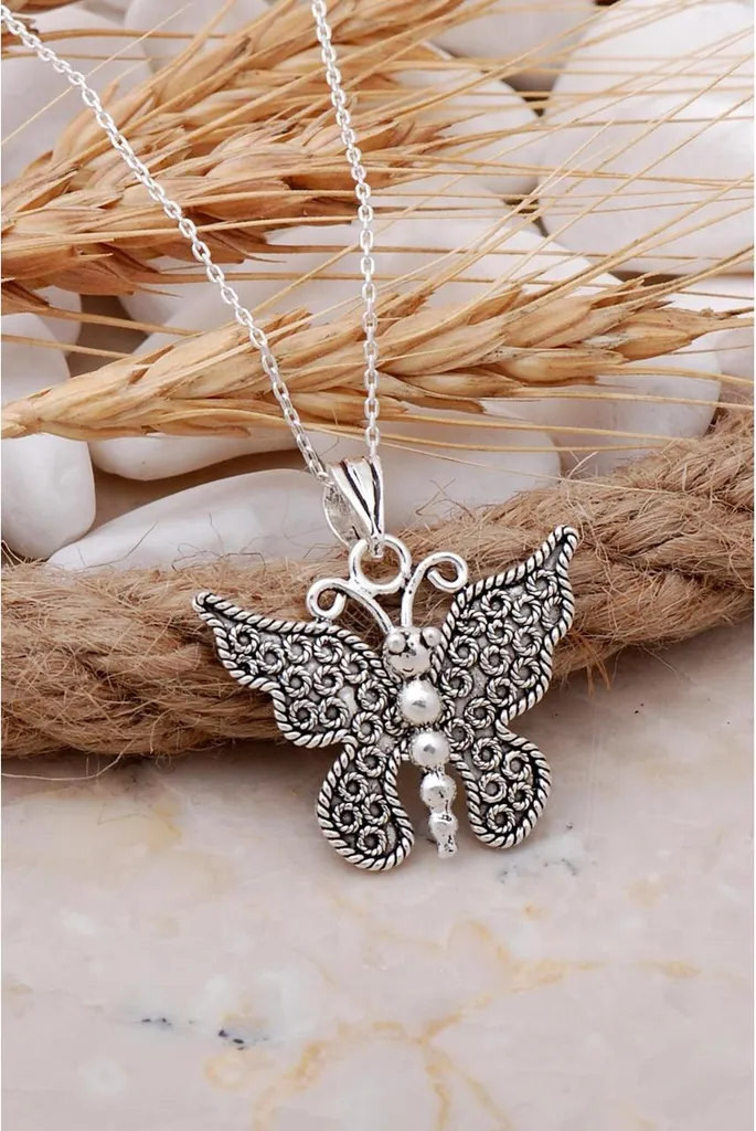 Collier papillon argent 925 fait main - Pendentif filigrane haute finition