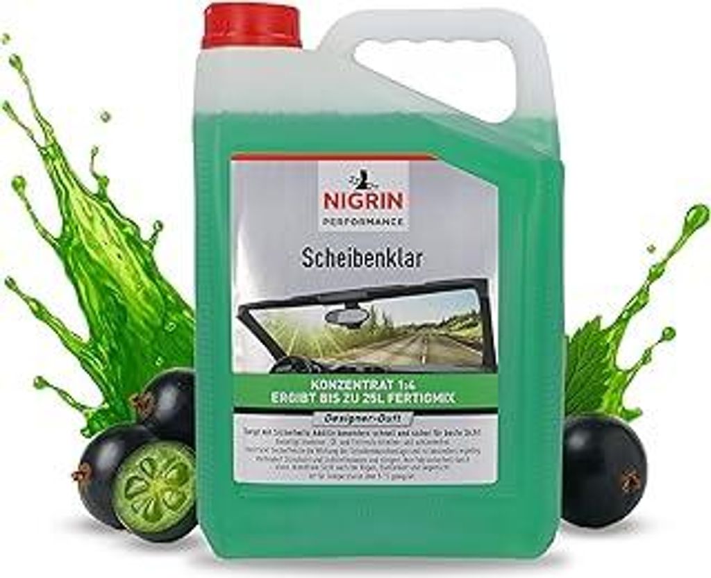 NIGRIN Scheibenklar Konzentrat 1:4 Designer Duft | 5 Liter | Reinigungszusatz für Autoscheiben und Scheinwerfer | mit Griffmulde | entfernt Insekt...