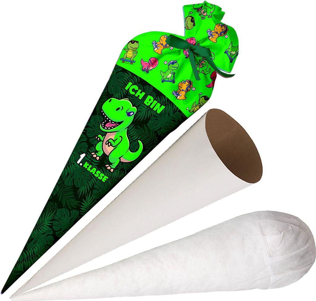 Ferocity, Schultüte mit Namen, 70 cm, Zuckertüte zur Einschulung, für Jungen – Dino 1. Class [149]