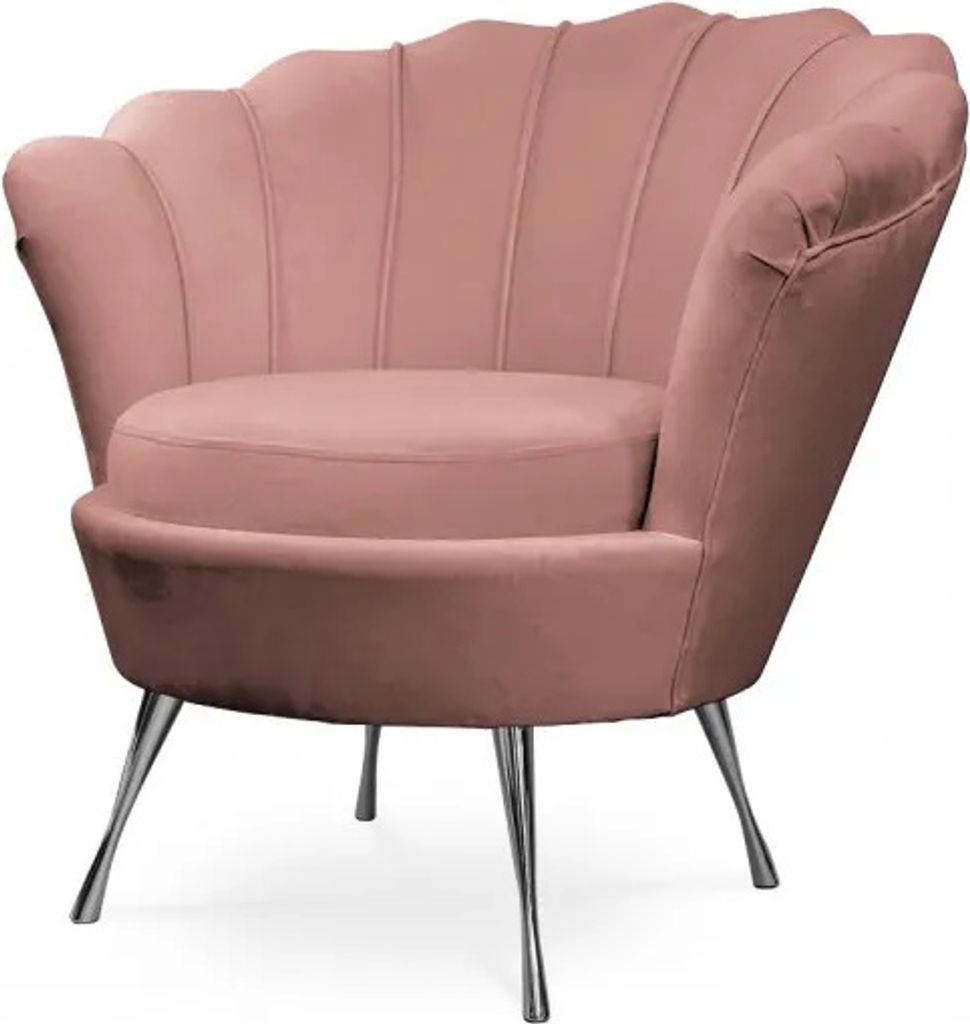 PAWS MÖBEL Muschel-Sessel | Bezug Samt-Stoff | Gestell Metall goldfarben/ schwarz/ chrom | B 87 x T 72 x H 81 cm | rosa