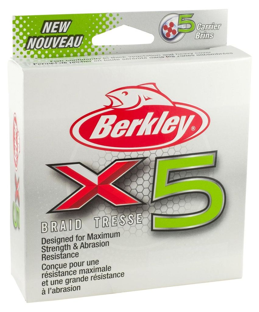 Berkley X5 Braid Low-Vis-Green - 300m geflochtene Angelschnur, Durchmesser:0.12mm, Tragkraft:4,5kg