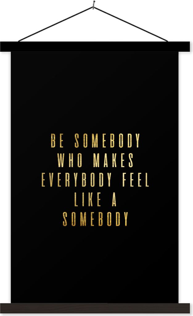 MuchoWow Textilposter Zitat - Sprichwörter - Gold - Schwarz 40x60 cm mit schwarzem Rahmen - Wanddekorationen