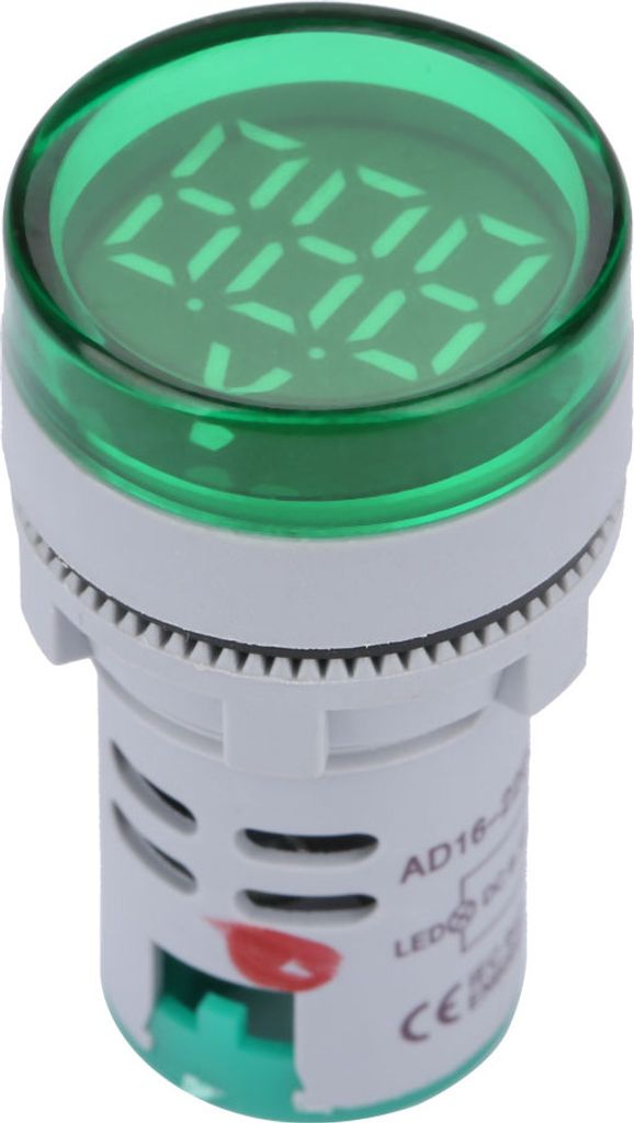 LED-Voltmeter-Signalleuchte, digitale Anzeige, Gleichspannungsmesser, Anzeige, runder Lampentester (grün)