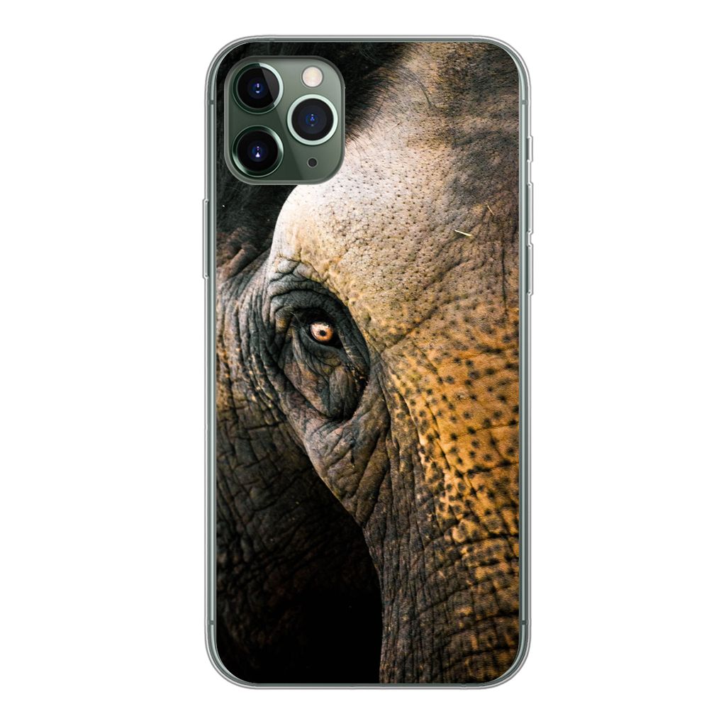 MuchoWow Handyhülle Schutzhülle Hülle für iPhone 11 Pro Max Elefant - Nahaufnahme - Tiere - Natur Silikon Softcase Handy Hülle - Schutz