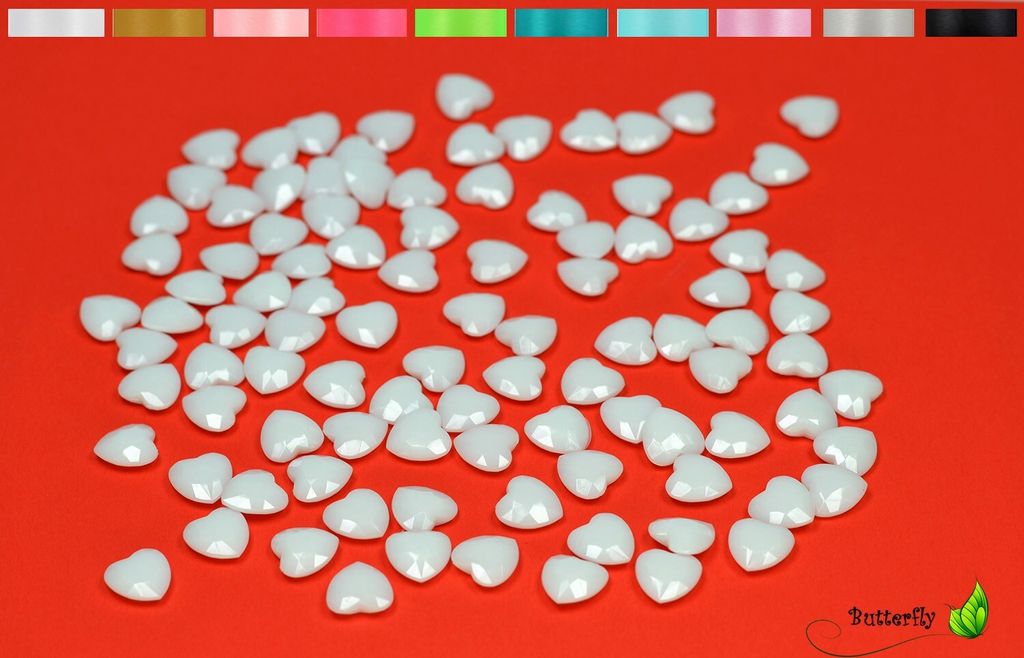 100 Dekosteine HERZEN 1,2 cm, Farbe:weiß Produktbild 