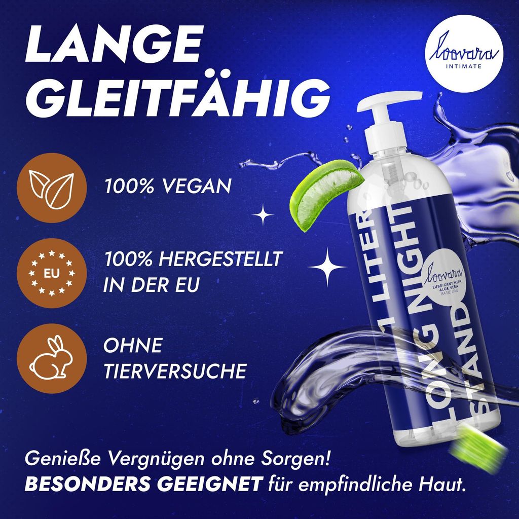 LOOVARA Gleitgel Sensitiv 1000 ml, Aloe Vera -Long Night