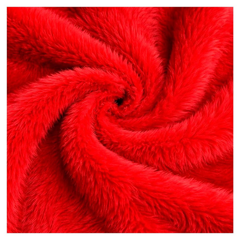 Einfarbiger Kunstpelzstoff in Leuchtend Rot - 1 Meter - 150 cm x 100 cm
