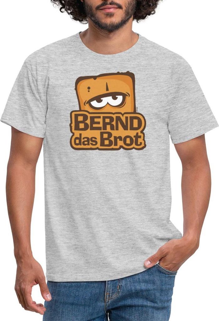 Spreadshirt Bernd Das Brot Logo Männer T-Shirt, XXL, Grau meliert