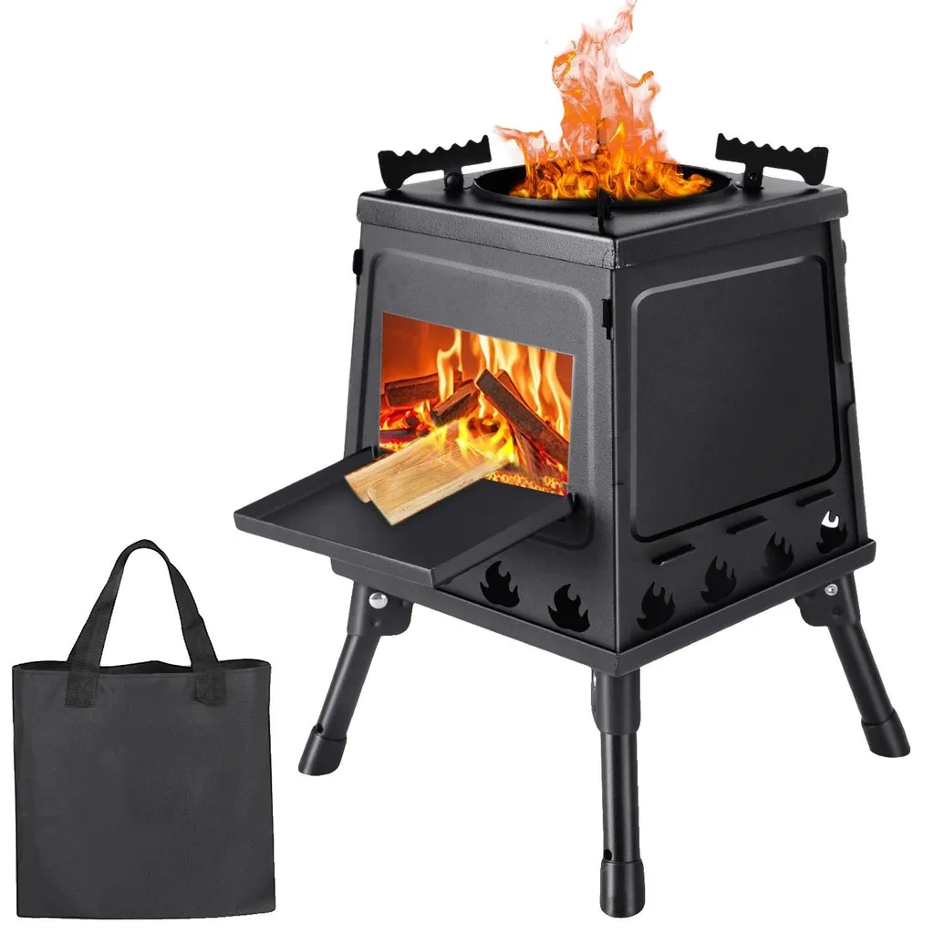 Poêle à bois de camping portable noir multifonction modèle Outdoor V2