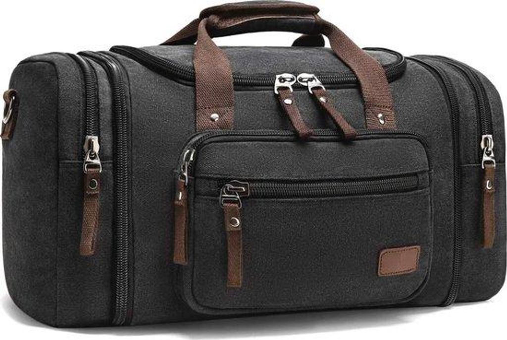 Grosser Rucksack, großes Schultertuch, Reisebeutel/Sporttasche für Männer, Reisebeutel mit 2 ausfahrbaren Seitenfächern (schwarz).
