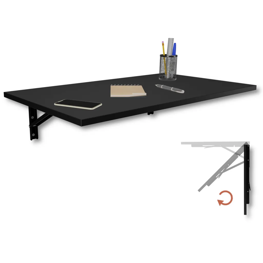 Tavolo pieghevole a parete Piano del tavolo da scrivania 80x50 cm in nero Tavolo pieghevole Tavolo da pranzo Tavolo da cucina a parete Tavolo da bar robusto Tavolo in piedi Tavolo a parete Tavolo
