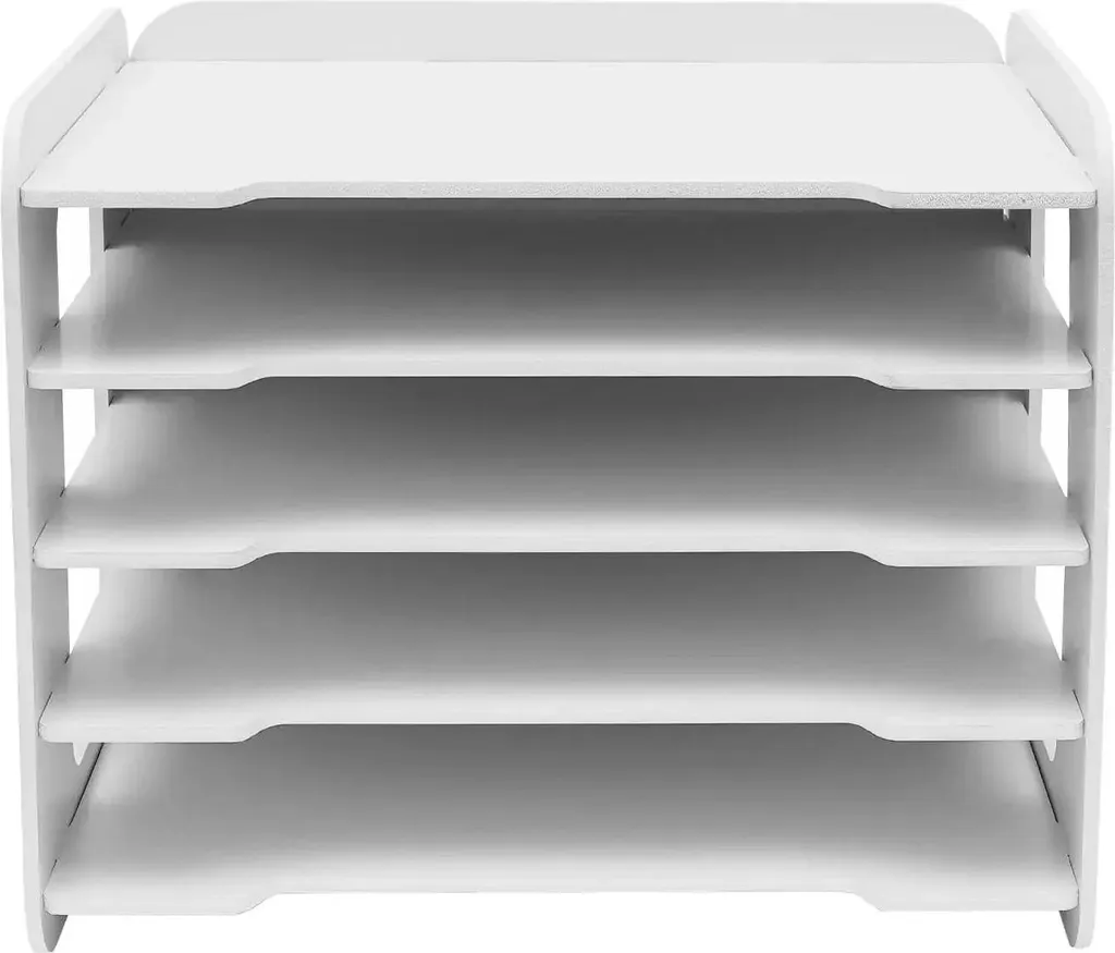 Trieur de Documents 5 Étages en PVC Robuste Blanc - Rangement Bureau