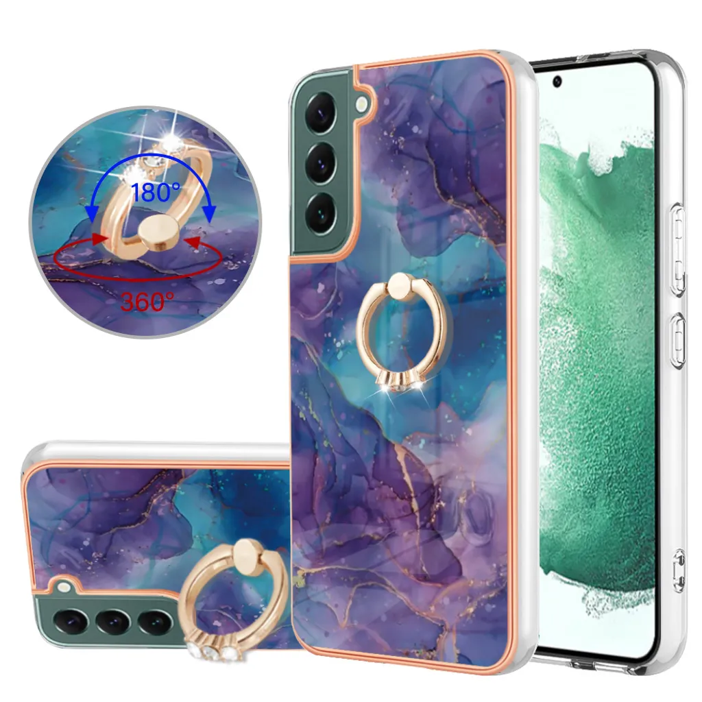 Custodia per Samsung Galaxy S23+ Custodia protettiva in silicone TPU a fantasia con supporto ad anello Viola