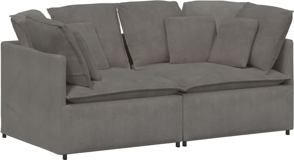 Modulares Sofa mit Kissen Cordstoff Hellgrau