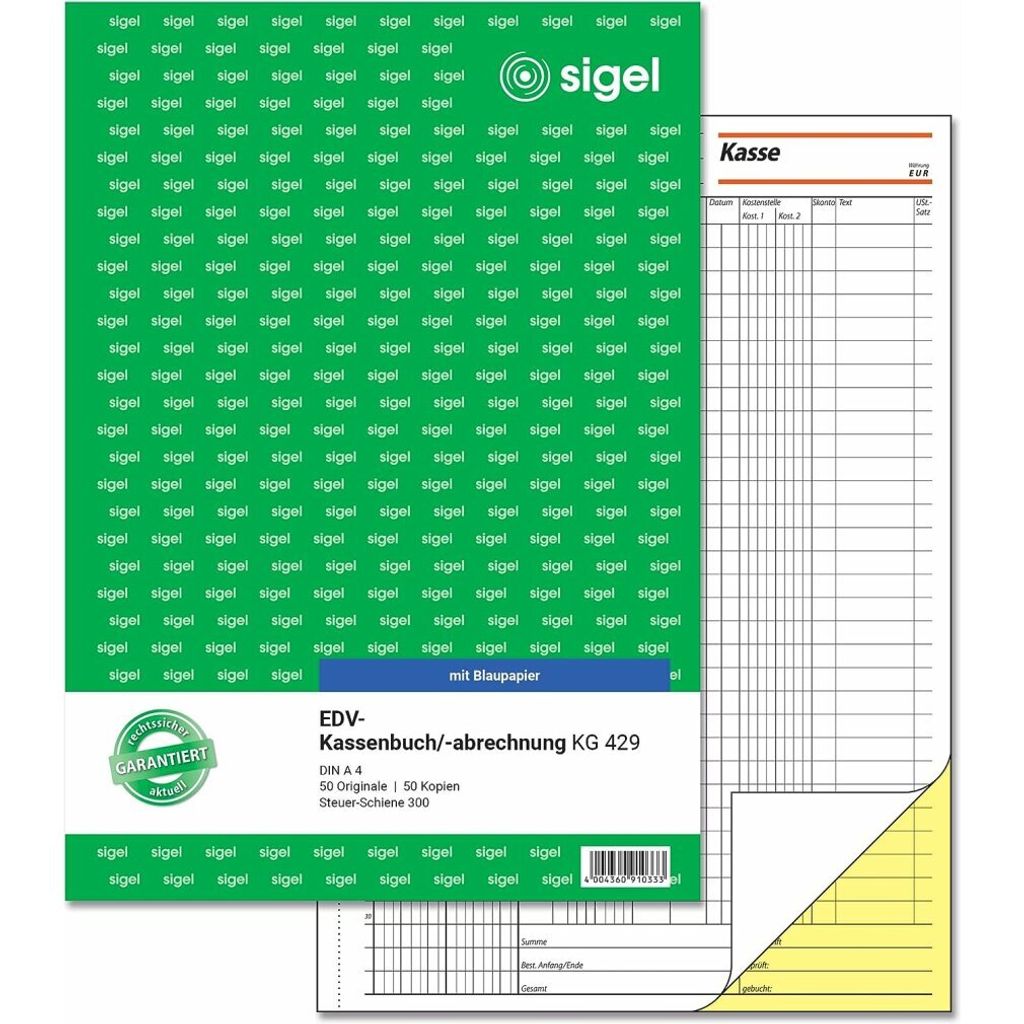 SIGEL KG429 EDV-Kassenbuch, Steuerschiene 300, 1. und 2. Produktbild 