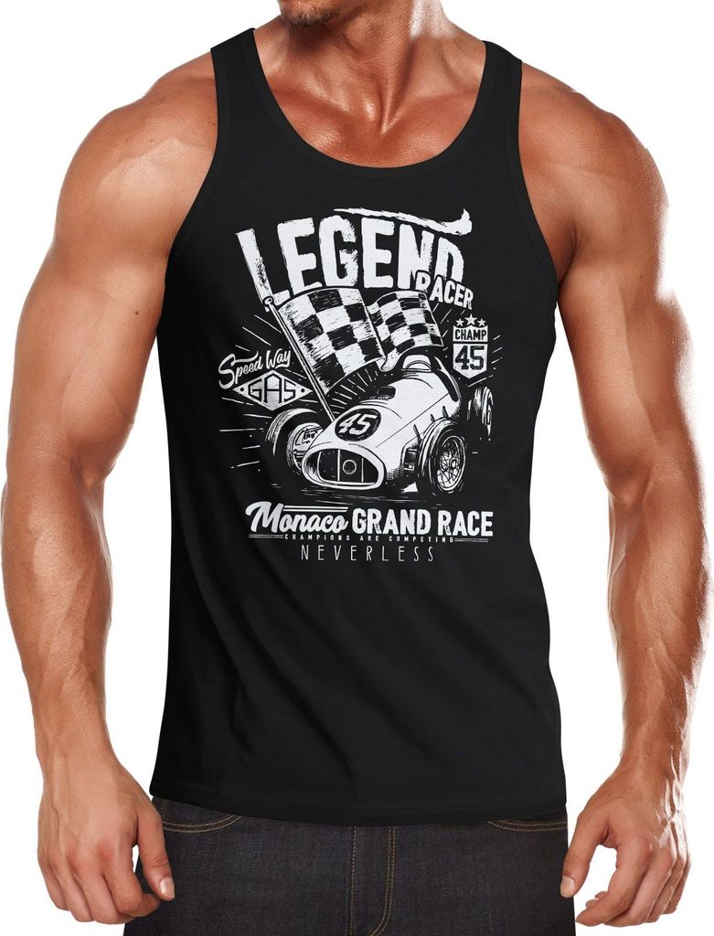 Herren Tank-Top Auto Rennen Legend Racer Hotrod Oldschool Oldtimer Muskelshirt Neverless schwarz XXL