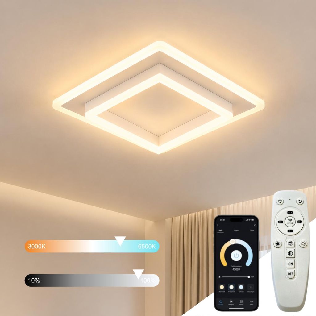 LED Deckenleuchte Dimmbar mit Fernbedienung & APP - Produktbild 