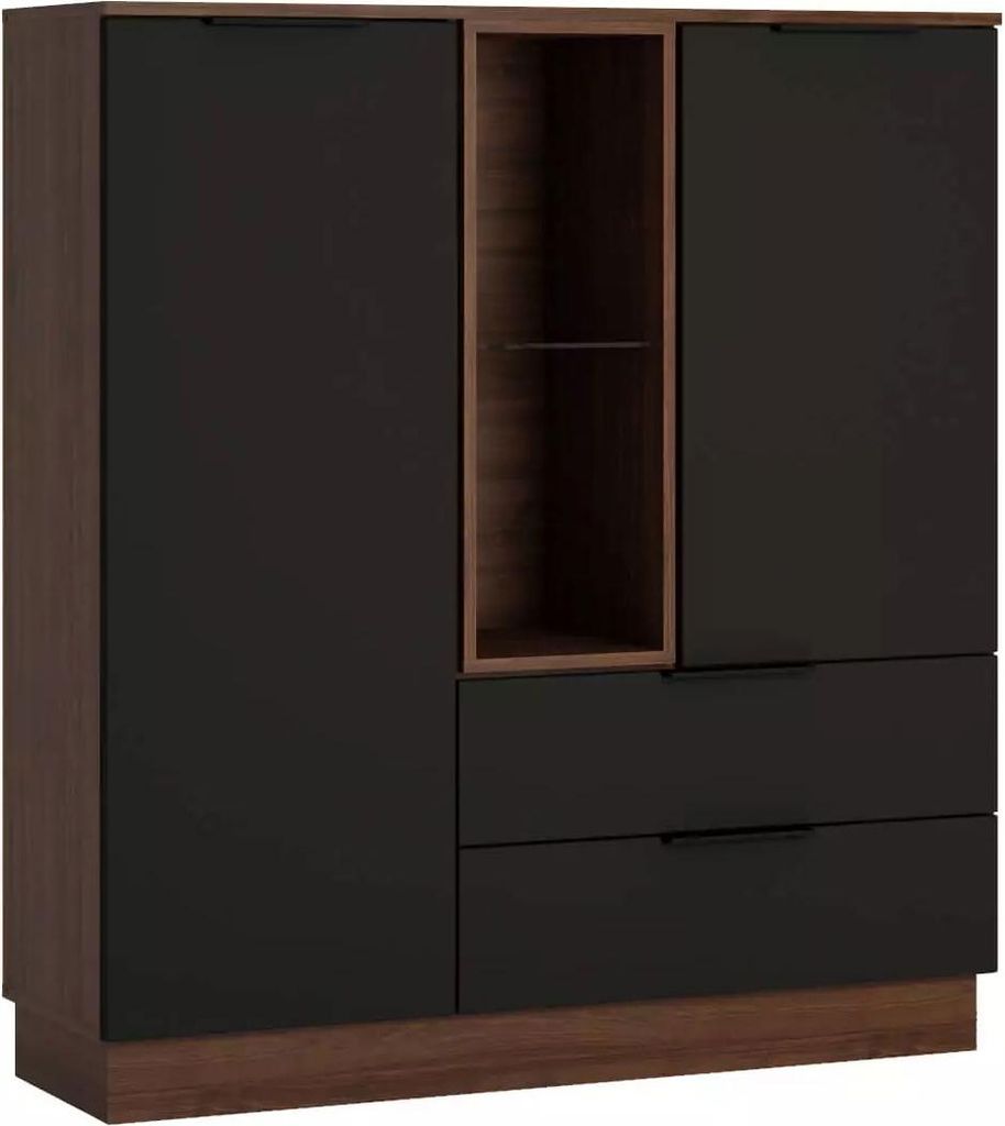 Highboard Alicante Hochkommode 120x38x136cm Walnuss schwarzgrau