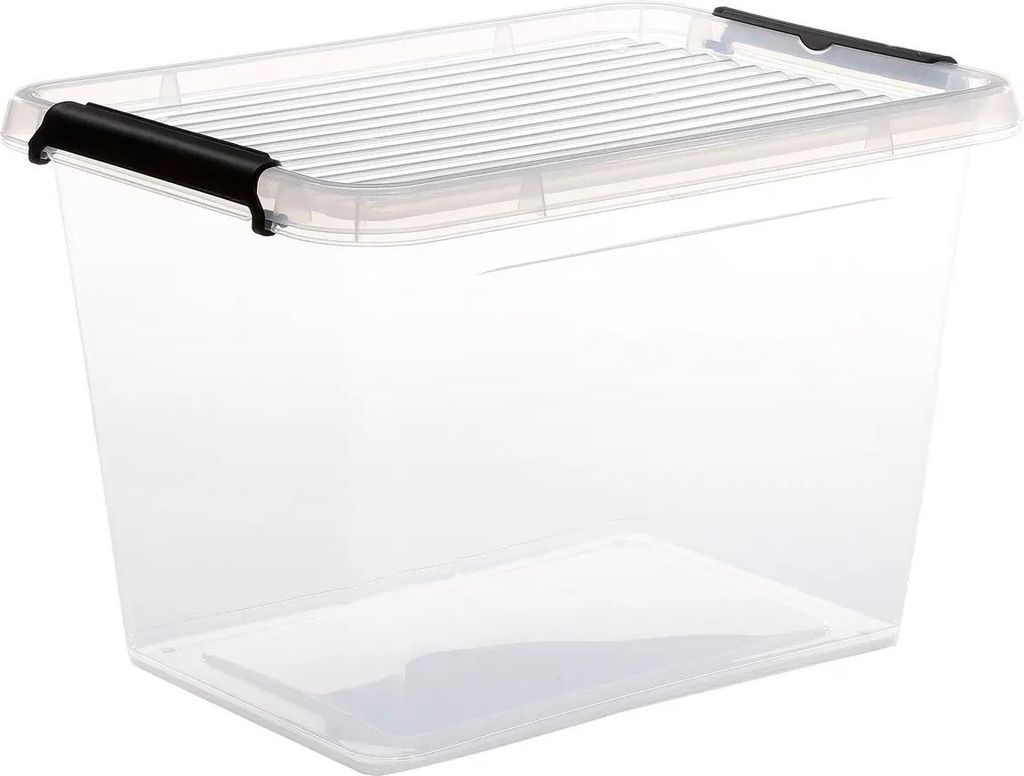 5Five Aufbewahrungsbox mit Deckel - Clip Box - 19 Liter - 39 x 29 x 27 cm - Kunststoff - transparent