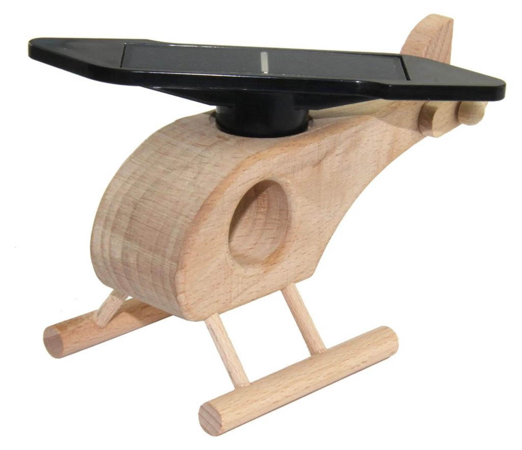 Holzhubschrauber mit Solarrotor