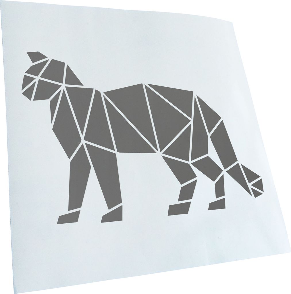 Kiwistar - Autoaufkleber - Papierfalten Katze - Grau - 24x17cm - Aufkleber für Auto, Laptop, Fahrrad, LKW, Motorrad mehrfarbig JDM Decal Racing