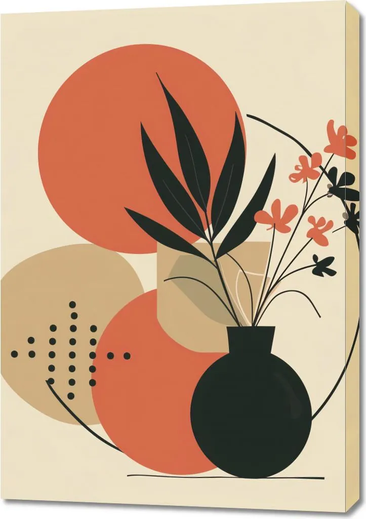 Quadro 70x100 cm Vaso con Fiori | Tela Canvas Arredo Casa Moderno