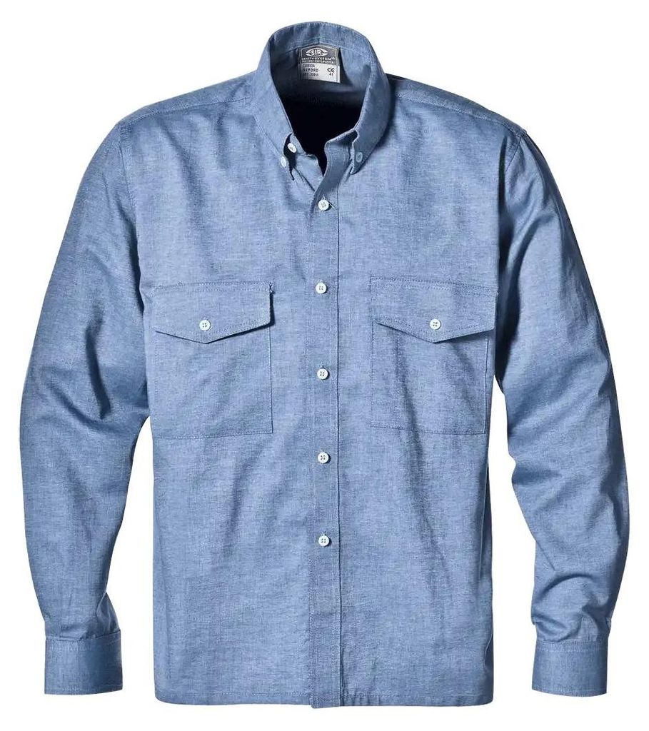 Sir Safety Oxford Herren-Arbeitshemd Langarm 100% Baumwolle Hellblau, XXS, Hellblau
