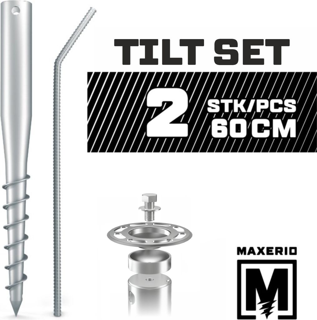 MAXERIO® 60 cm 2er TILT-Set Schraubfundamente Ø 60 x 2; M12 Produktbild 
