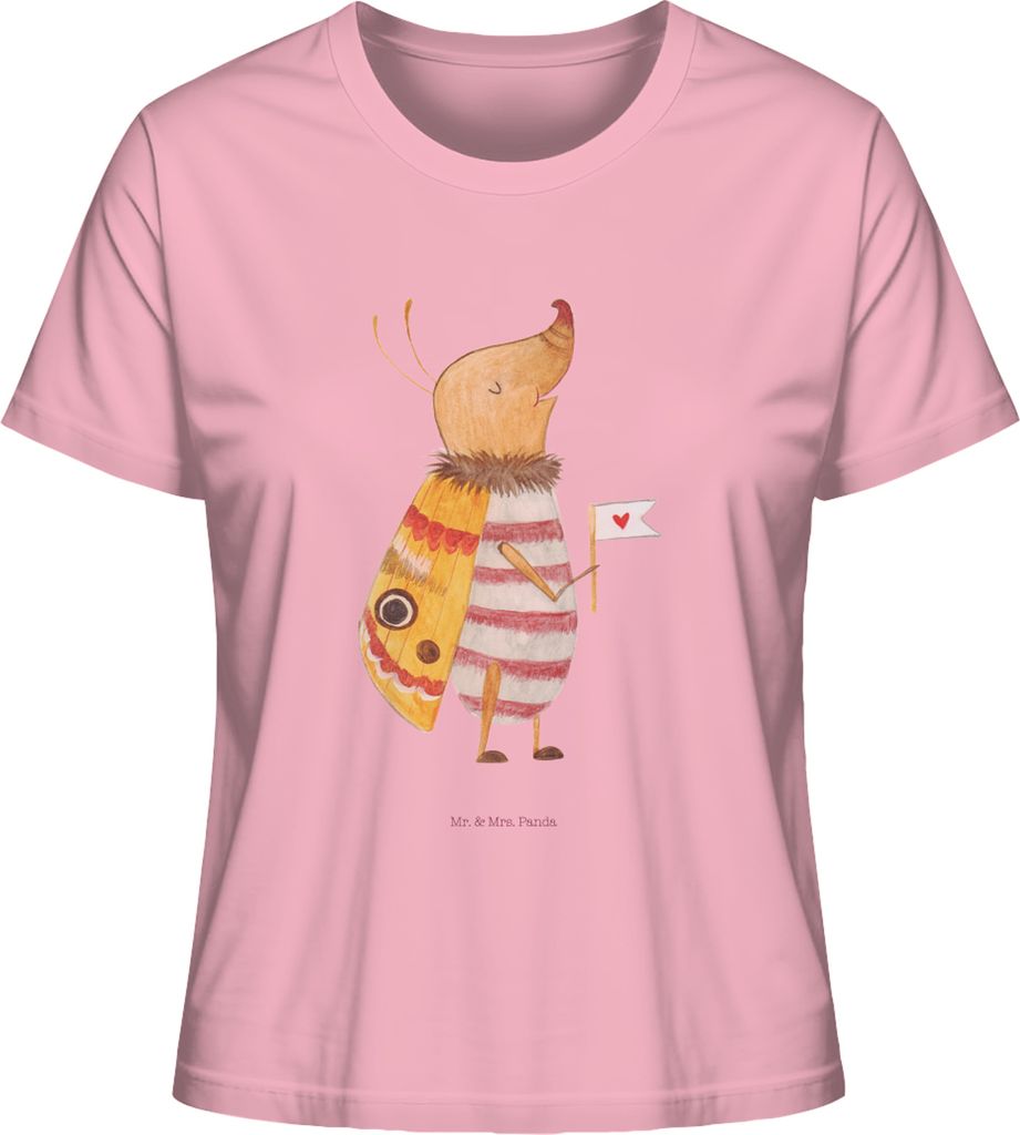 Mr. & Mrs. Panda Damen Oberteil Nachtfalter Fähnchen Größe L - Baumwolle Pink - Geschenk, Spruch Witzig, Käfer, Süß, Sommershirt, Lustige Spr...