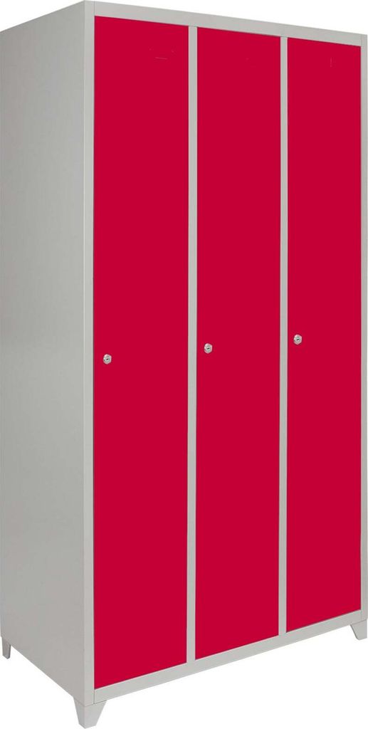 MonsterShop - 3 x breiter Fächerschrank Umkleideschrank Schließfachschrank Spind Garderobenschrank Stahlspind Stahlschrank Aufbewahrungsschrank S...