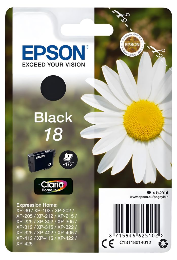 Epson 18 - 5.2 ml - noir - original - cartouche d'encre - Image du produit 