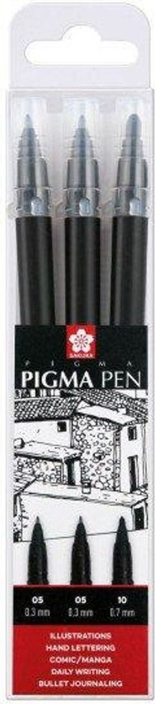 Sakura Pigma Pen Schwarz, 3er-Set