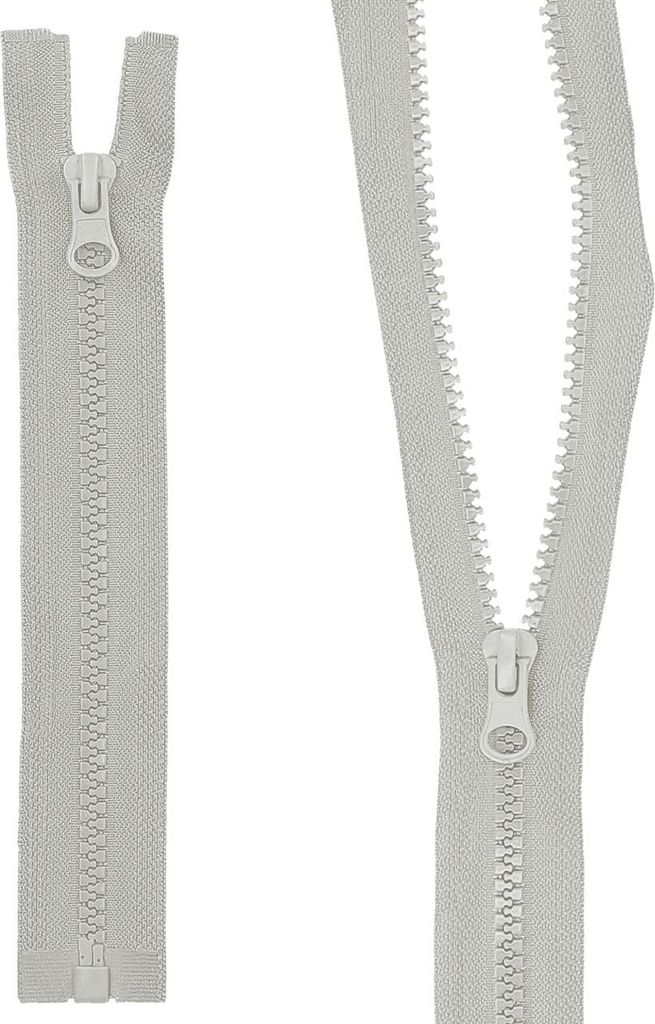 mumbi Reißverschluss teilbar 5mm 17cm Grau Kunststoff Reißverschlüsse mit Zipper grobe Zähne