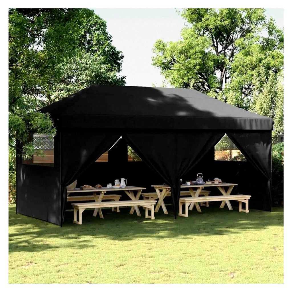Faltbares Party- und Gartenzelt mit 4 Seitenwänden, Pavillon für Hochzeit, Festival und Party, Schwarz