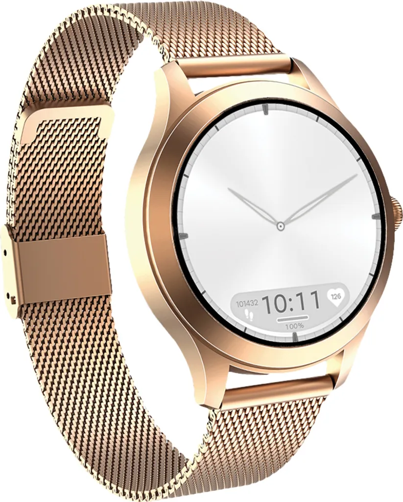Smartwatch FW44 2 Maxcom Oro IP68: Fitness Tracker Elegante Maglia Milano
