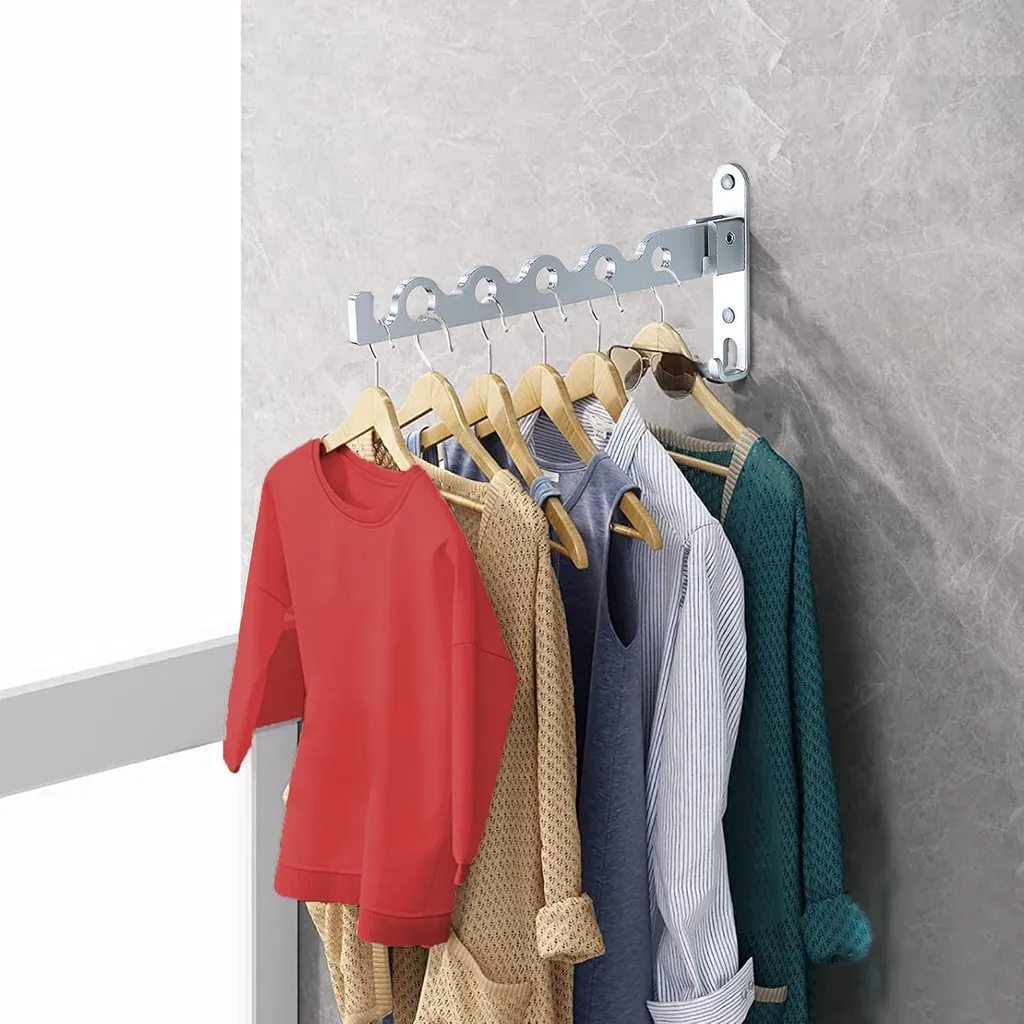 Séchoir à linge mural pliable - Étendoir invisible gain de place blanc