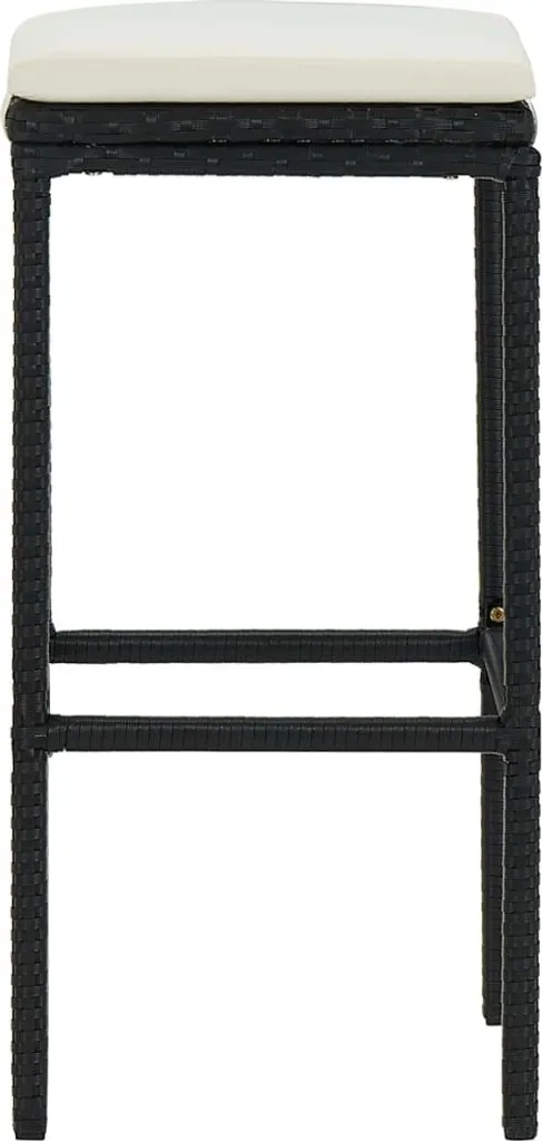 Sgabelli Bar Polirattan Nero 4 Pezzi con Cuscini - Offerta Set Arredo - 4