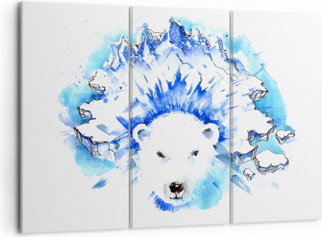 Bild auf Leinwand - Leinwandbild - Bär Eis Winter Arktis - 105x70cm - Wand Bild - Wanddeko - Leinwanddruck - Bilder - Kunstdruck - Wanddekoration ...