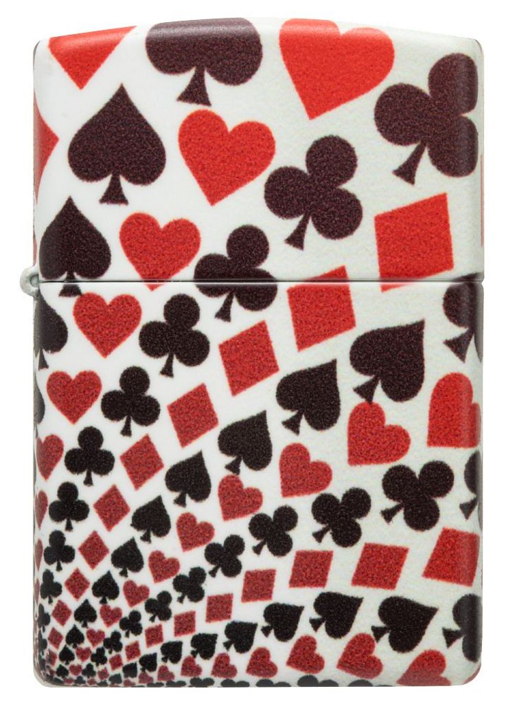 ZIPPO - Playing Card Design - 540 540 White Matte Weiß Kartenspiel Pik Herz Karo Kreuz Schwarz Rot Sturmfeuerzeug nachfüllbar Benzin 60006232