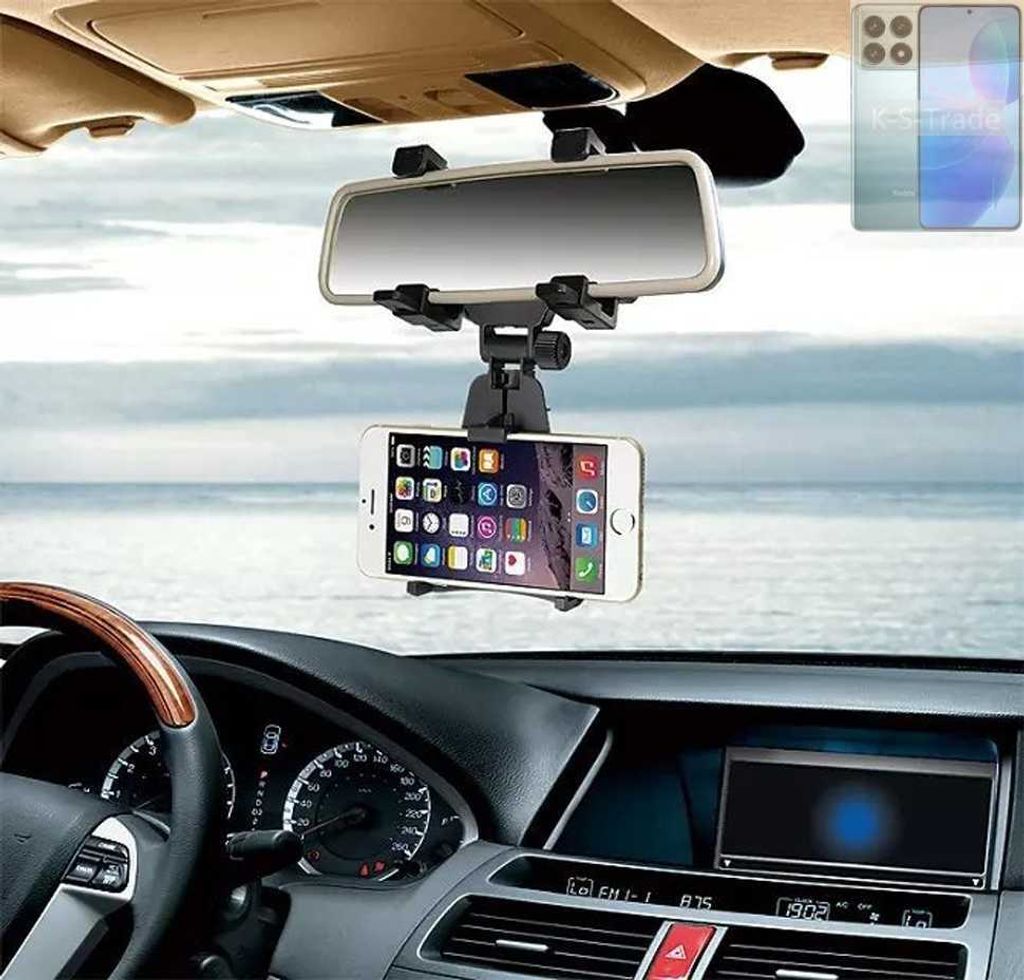K-S-Trade Smartphone Halterung kompatibel mit Xiaomi Redmi K70 Pro Rückspiegel Halterung schwarz Auto Halterung KFZ Halter