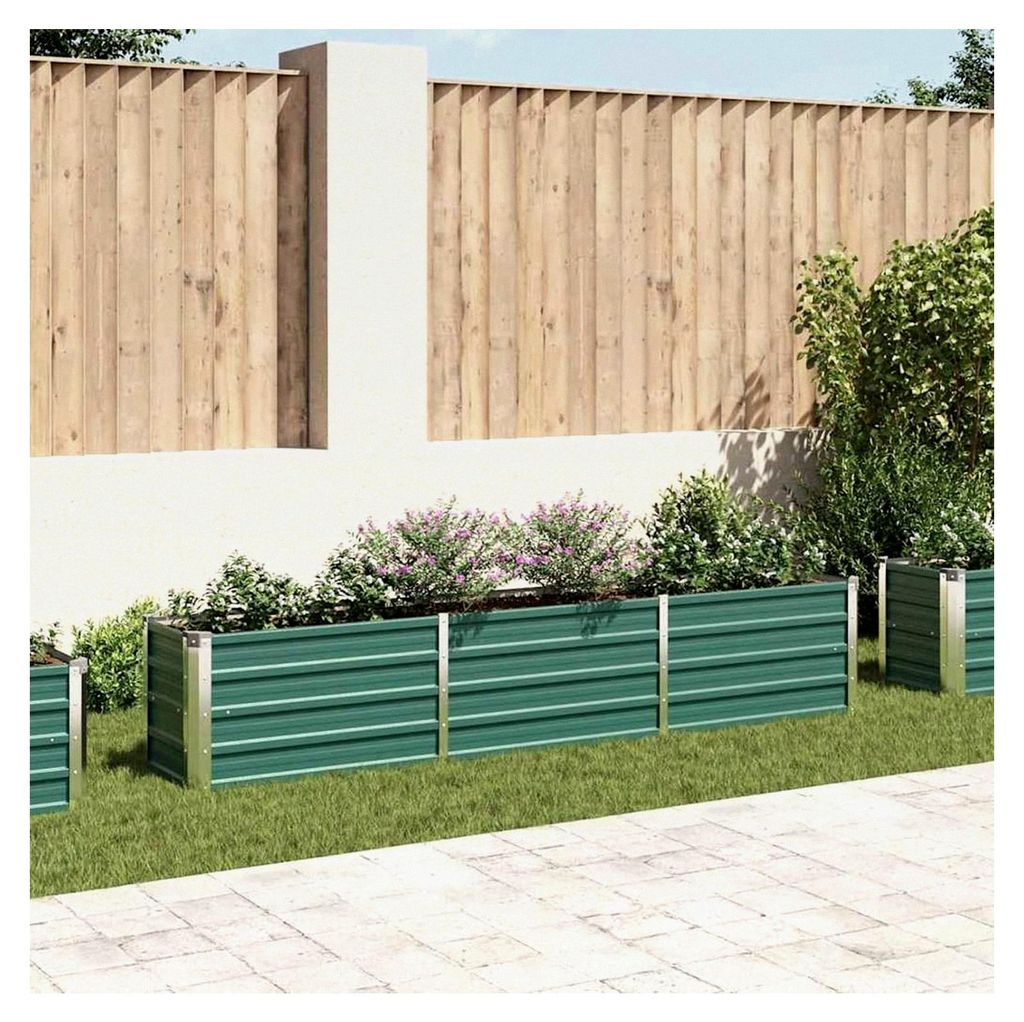 Hochbeet aus verzinktem Stahl 240×40×45 cm Grün für Gartenpflanzen